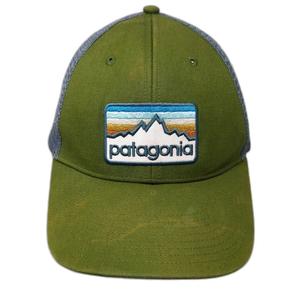 Patagonia Trucker Hat Green One Size Mesh Back Snapback Mountain Logo Organic